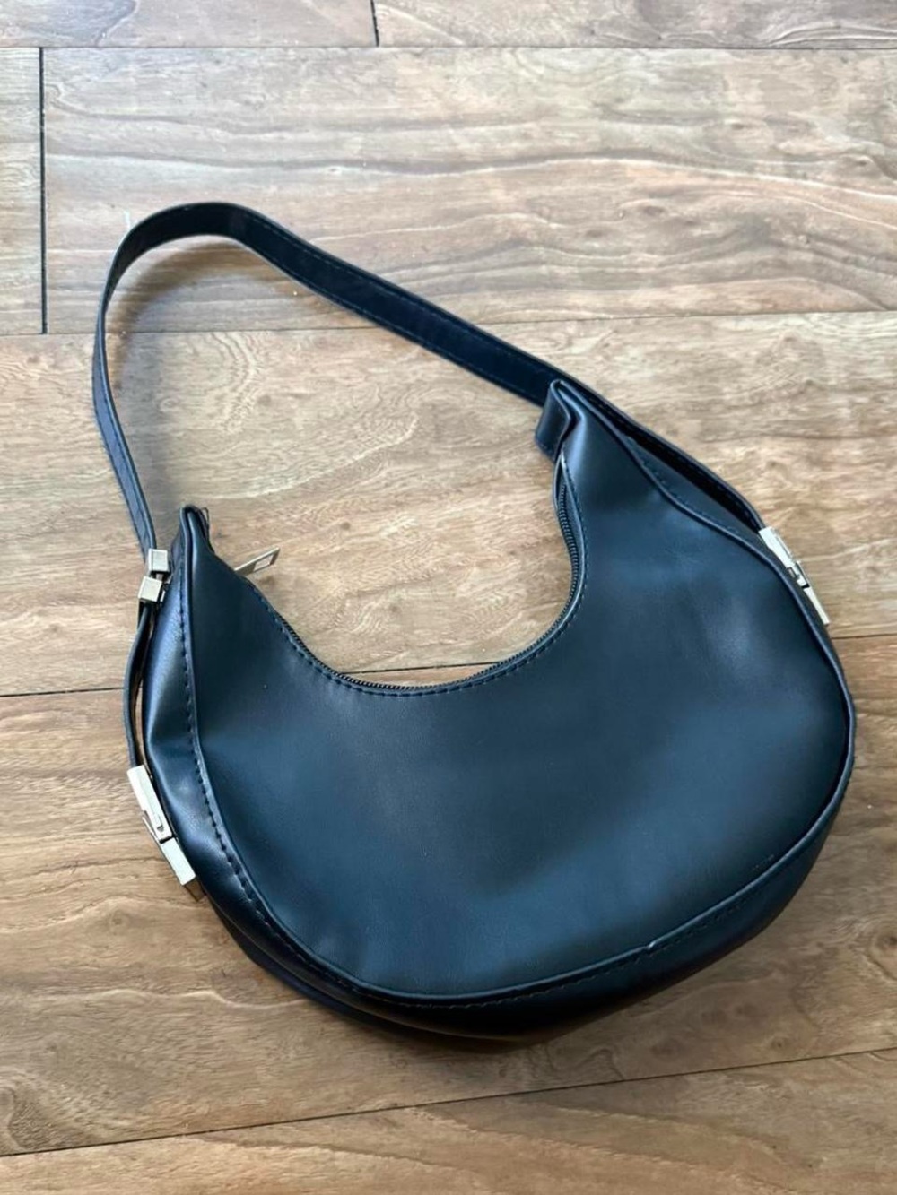 Classic Black Crescent Shoulder Bag - Women